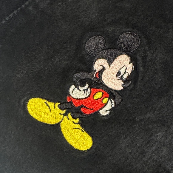 Disney Black Vest Genuine Leather with Embroidery Mickey Mouse Suede Size S/M - Picture 9 of 10